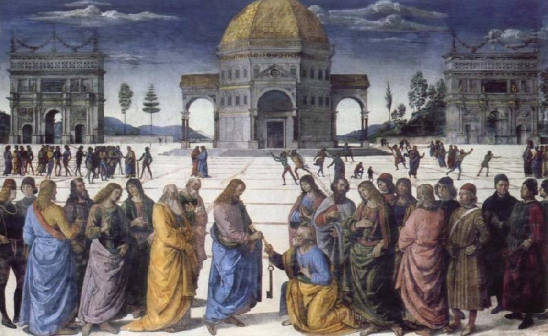 Pietro Perugino christ giving the keys to st.peter oil painting picture